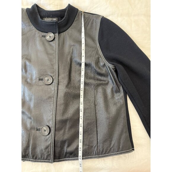 Jones New York Navy Leather/Knit Swing Coat, Large - Picture 4 of 6